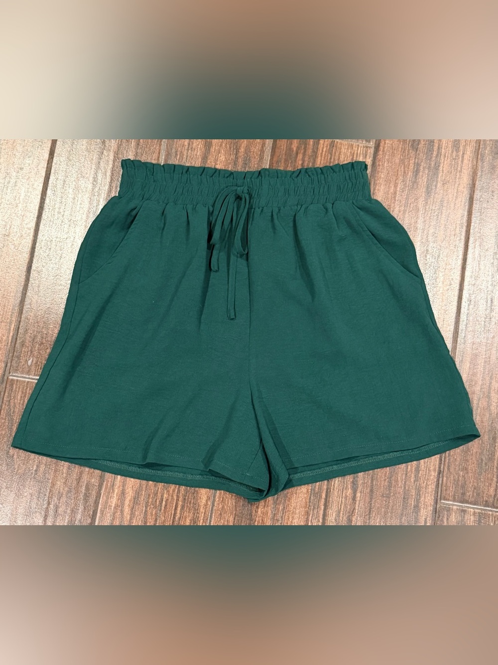 ODDY Dark Green High-Waist Drawstring Shorts